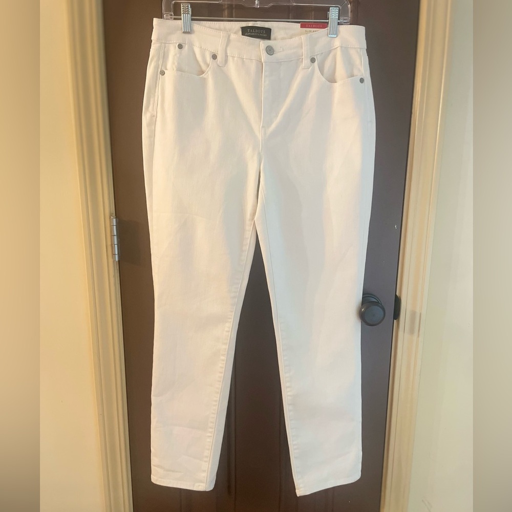 Talbots Flawless Five-Pocket Slim Ankle Classic White Jeans Size 8 NWT
